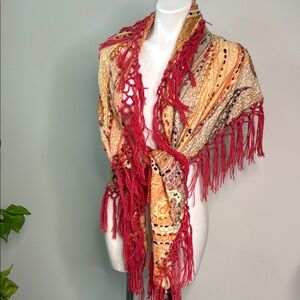 NWT Raj Rayon Diamond Fringe Shawl Scarf